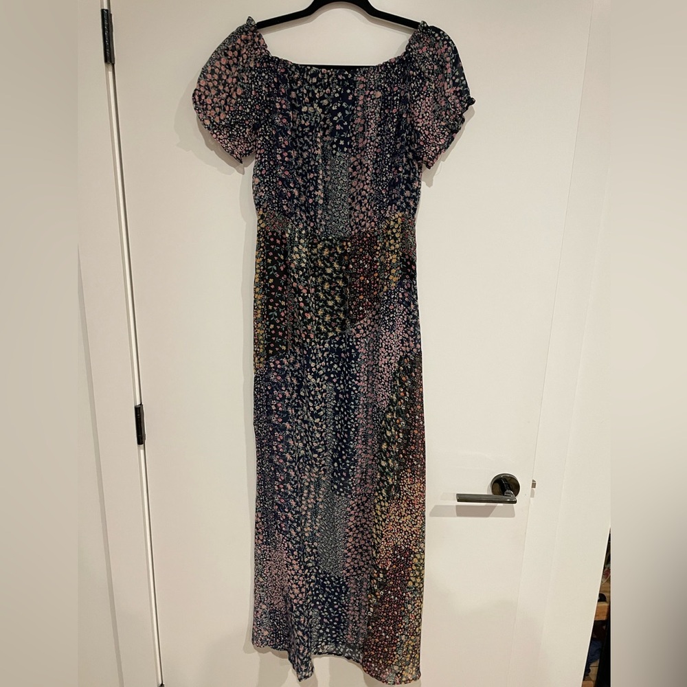 Neva Navy Blue Floral Print Off-the-Shoulder Maxi Dress - Lulu’s